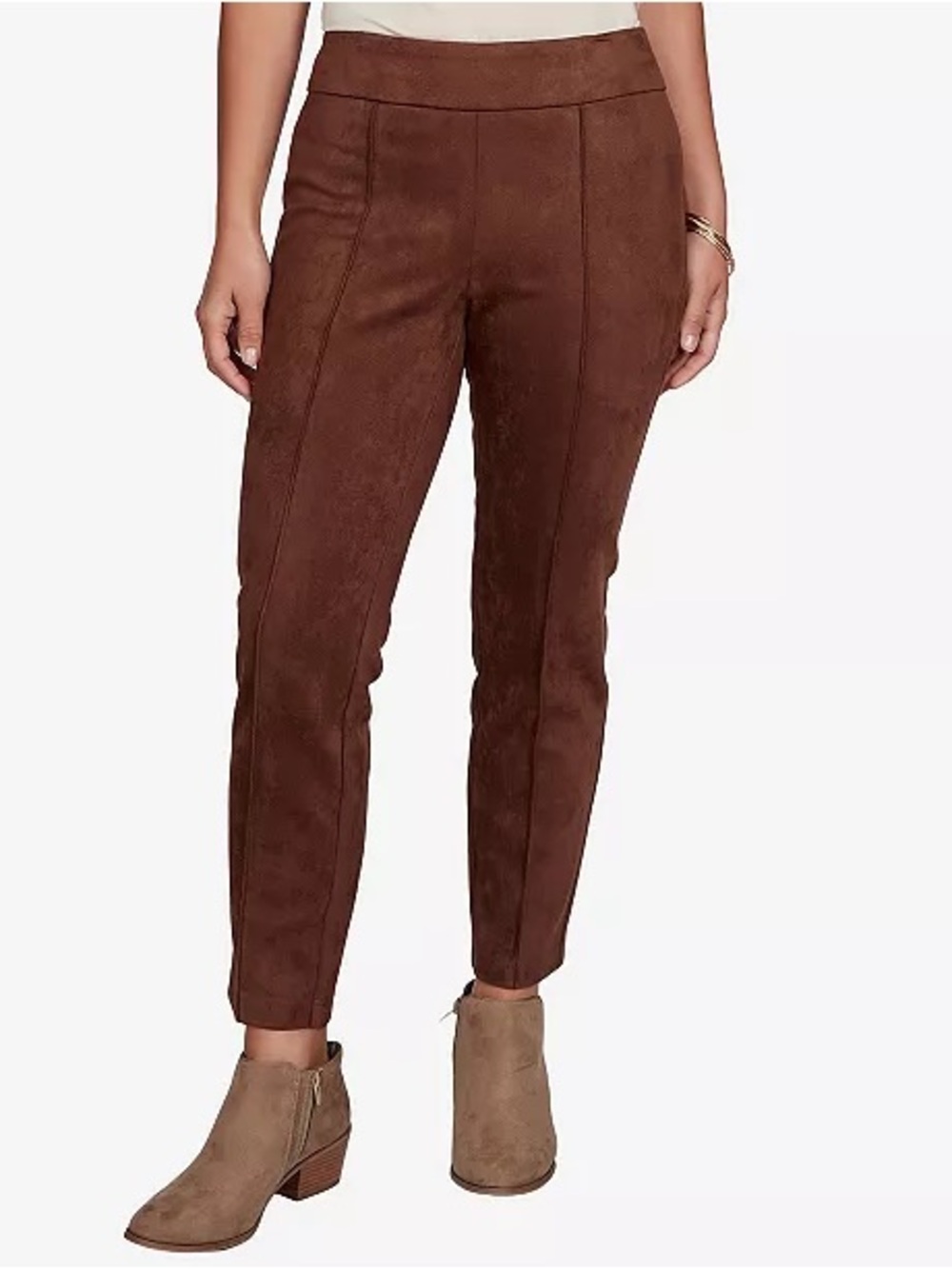 Andrew Marc Women's Sleek Faux-Suede pullon Pants - Brown
